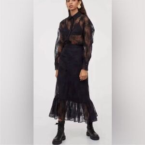 NWT Sandra Mansour x H&M Elegant Black Lace Maxi Skirt, US6